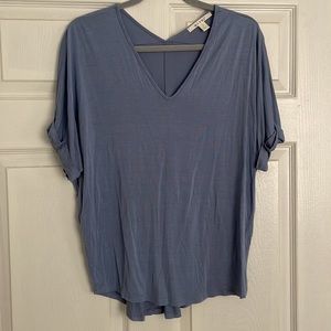 Miami slouchy v-neck tunic top size S steel blue